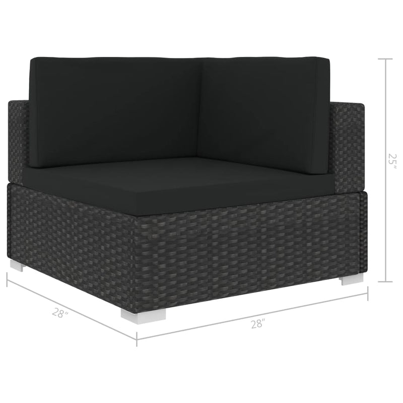 8 Piece Patio Lounge Set with Cushions Poly Rattan Black