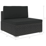 8 Piece Patio Lounge Set with Cushions Poly Rattan Black