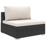 8 Piece Patio Lounge Set with Cushions Poly Rattan Black