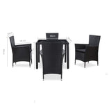 5 Piece Patio Dining Set Poly Rattan Black