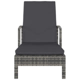 Sun Lounger with Armrests Poly Rattan Gray