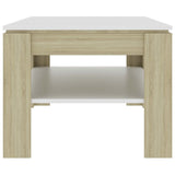 Coffee Table White and Sonoma Oak 43.3"x23.6"x18.5" Engineered Wood