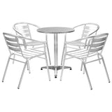 5 Piece Patio Dining Set Aluminum Silver