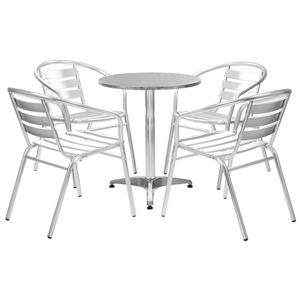 5 Piece Patio Dining Set Aluminum Silver