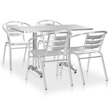 5 Piece Patio Dining Set Aluminum Silver