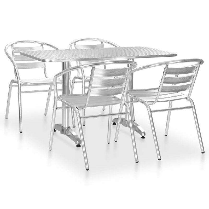 5 Piece Patio Dining Set Aluminum Silver