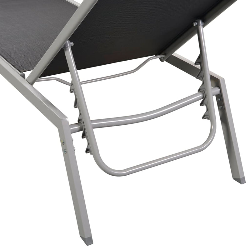 Sun Lounger Steel and Textilene Black