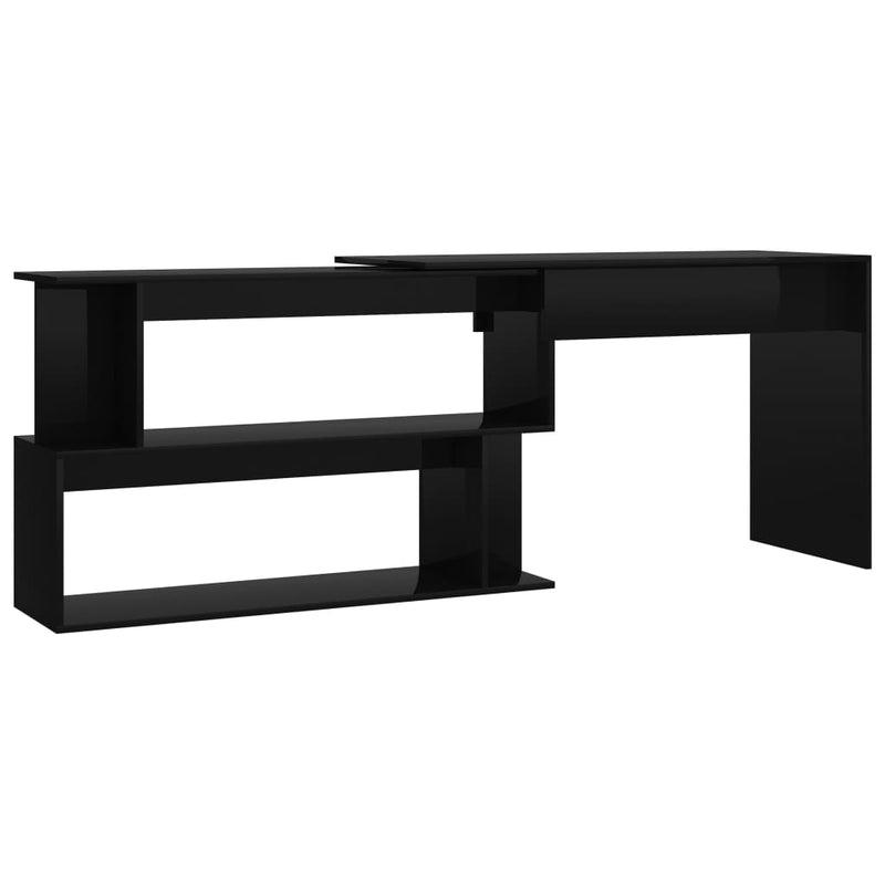 Corner Desk High Gloss Black 78.7" x 19.7" x 29.9" Engineered Wood