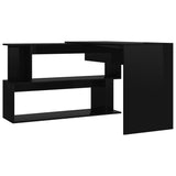 Corner Desk High Gloss Black 78.7" x 19.7" x 29.9" Engineered Wood