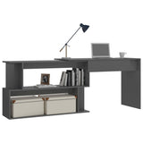 Corner Desk High Gloss Gray 78.7"x19.7"x29.9" Engineered Wood