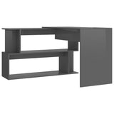 Corner Desk High Gloss Gray 78.7"x19.7"x29.9" Engineered Wood