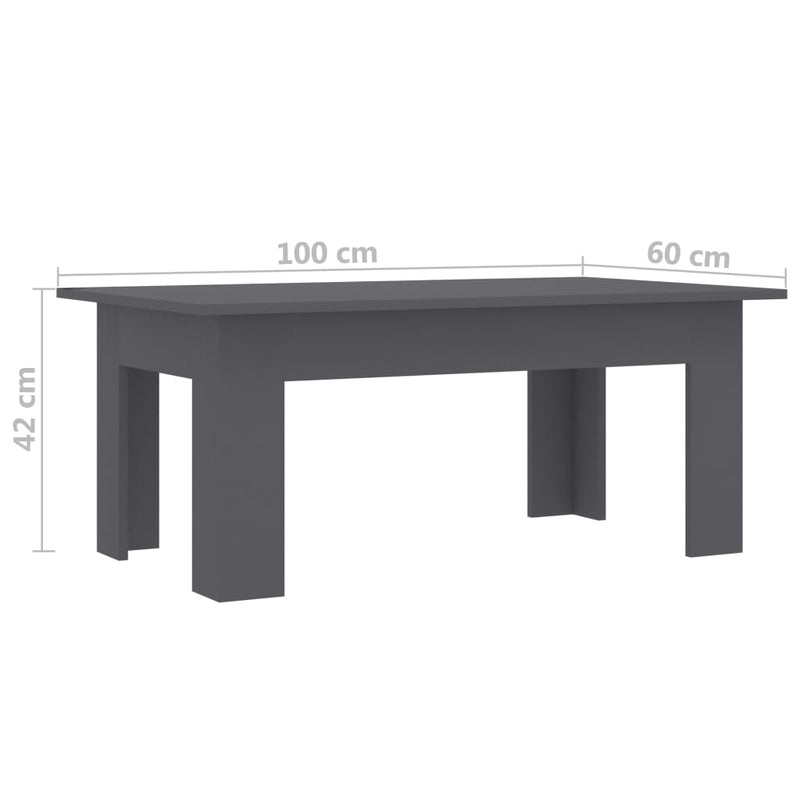 Coffee Table Gray 39.4"x23.6"x16.5" Engineered Wood