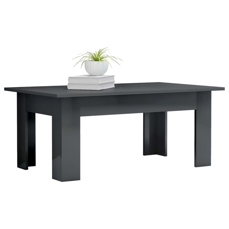 Coffee Table High Gloss Gray 39.4"x23.6"x16.5" Engineered Wood