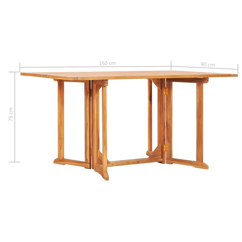 Folding Butterfly Patio Table 59.1"x35.4"x29.5" Solid Teak Wood