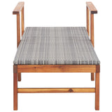 Sun Lounger Poly Rattan and Solid Acacia Wood Gray