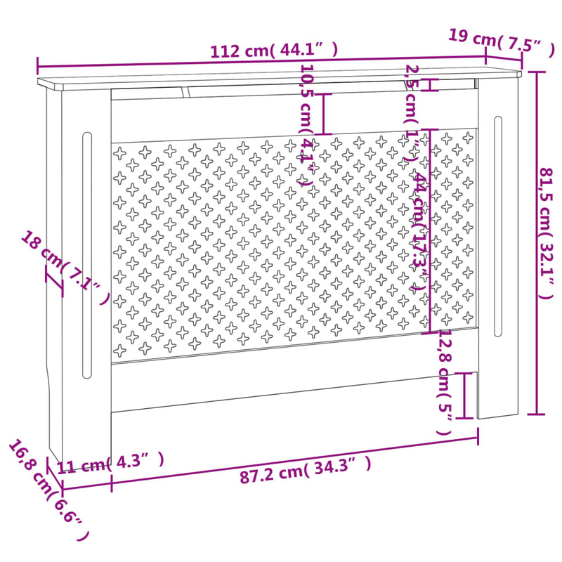 Radiator Cover 44.1"x7.5"x32.1" MDF