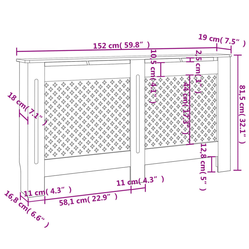 Radiator Cover 59.8"x7.5"x32.1" MDF