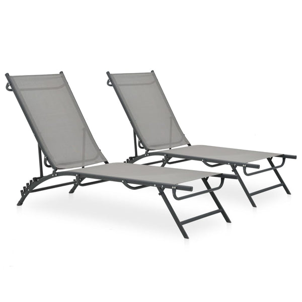 Sun Loungers 2 pcs Textilene and Steel