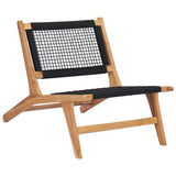 Sun Lounger with Footrest Solid Teak Wood and Rope