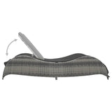 Sun Lounger with Cushion Poly Rattan Anthracite