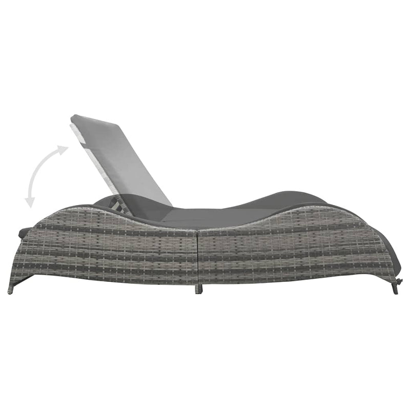 Double Sun Lounger with Cushion Poly Rattan Anthracite