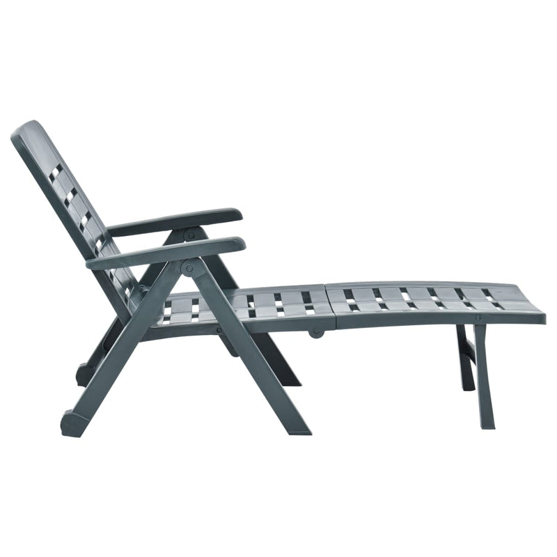 Folding Sun Lounger Plastic Green