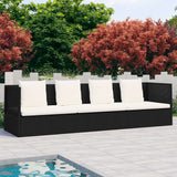 Patio Bed with Cushion & Pillows Poly Rattan Black