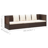 Patio Bed with Cushion & Pillows Poly Rattan Brown