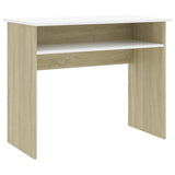 Desk White and Sonoma Oak 35.4"x19.7"x29.1" Engineered Wood