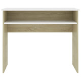 Desk White and Sonoma Oak 35.4"x19.7"x29.1" Engineered Wood