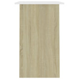 Desk White and Sonoma Oak 35.4"x19.7"x29.1" Engineered Wood