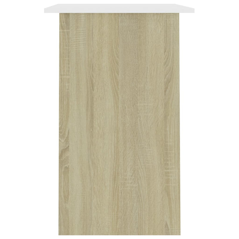 Desk White and Sonoma Oak 35.4"x19.7"x29.1" Engineered Wood