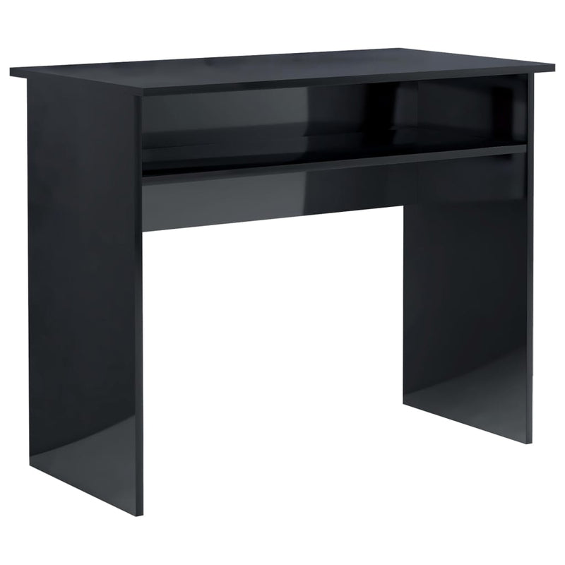 Desk High Gloss Black 35.4" x 19.7" x 29.1" Engineered Wood