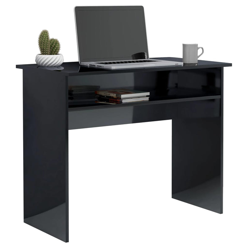 Desk High Gloss Black 35.4" x 19.7" x 29.1" Engineered Wood