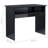 Desk High Gloss Black 35.4" x 19.7" x 29.1" Engineered Wood