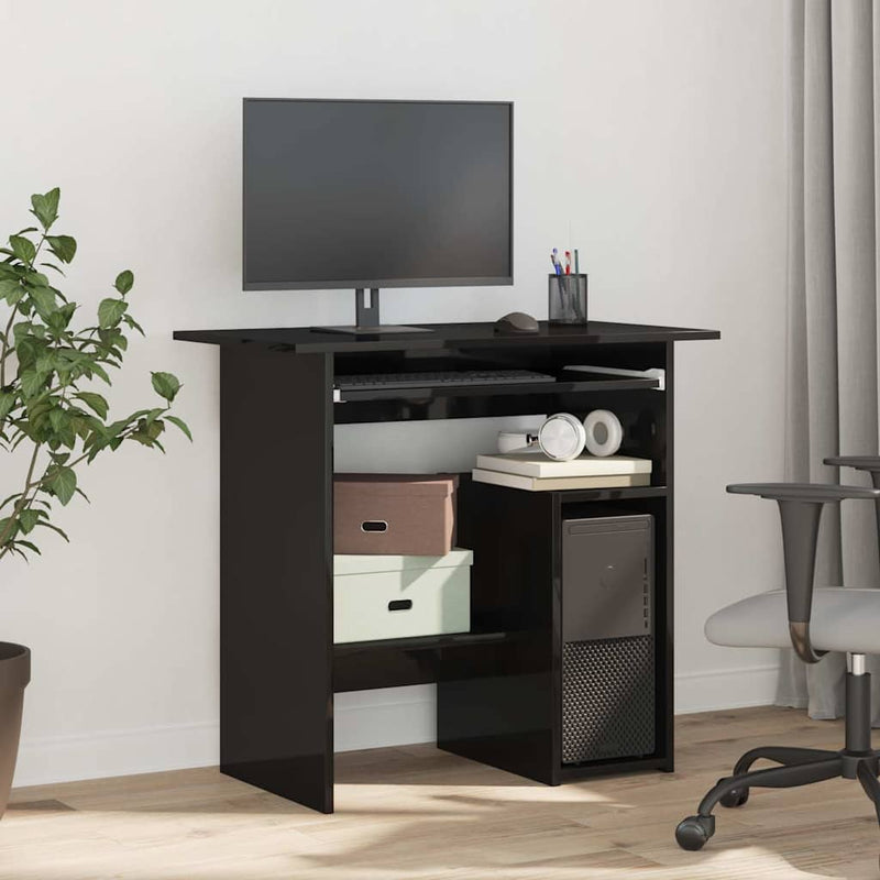 Desk High Gloss Black 31.5" x 17.7" x 29.1" Engineered Wood