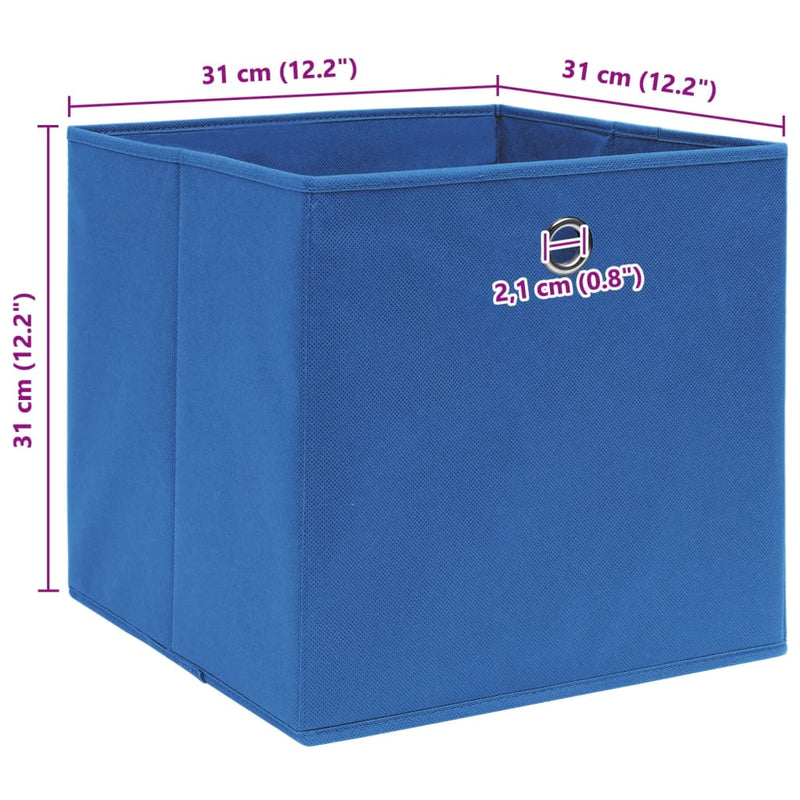 Storage Boxes 4 pcs Blue 12.6"x12.6"x12.6" Fabric