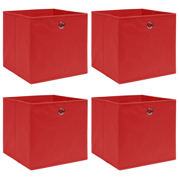 Storage Boxes 4 pcs Red 12.6"x12.6"x12.6" Fabric