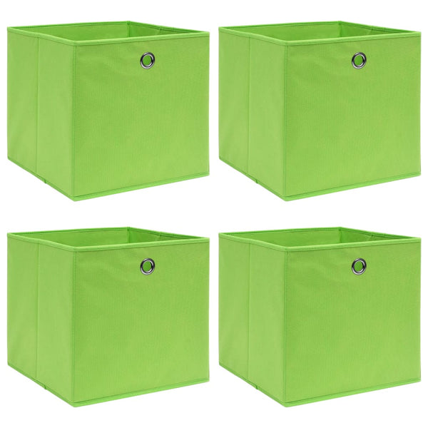 Storage Boxes 4 pcs Green 12.6"x12.6"x12.6" Fabric