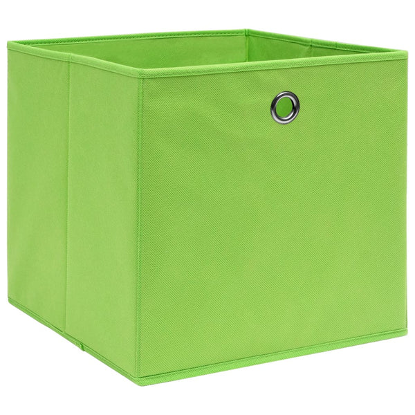 Storage Boxes 4 pcs Green 12.6"x12.6"x12.6" Fabric