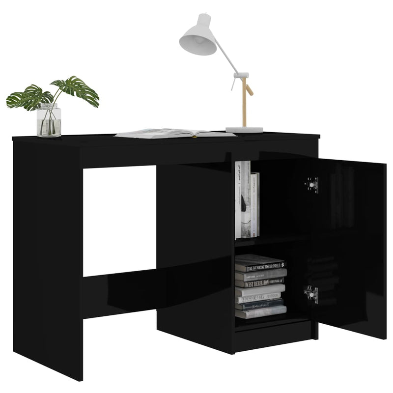 Desk High Gloss Black 39.4"x19.7"x29.9" Engineered Wood