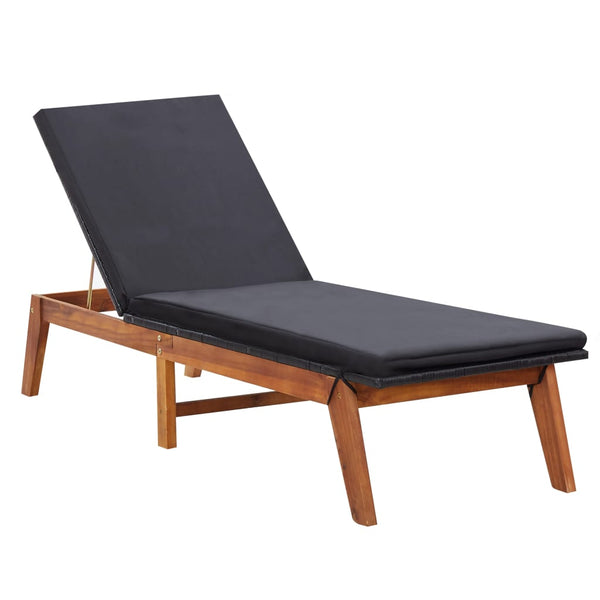 Sun Loungers 2 pcs with Table Poly Rattan and Solid Acacia Wood