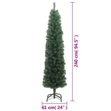 Slim Artificial Christmas Tree with Stand Green 8 ft PVC