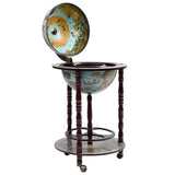 Globe Bar Wine Stand Eucalyptus Wood Blue