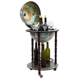 Globe Bar Wine Stand Eucalyptus Wood Blue