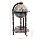 Globe Bar Wine Stand Eucalyptus Wood Blue