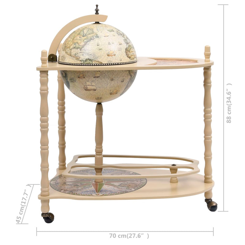 Freestanding Globe Bar Wind Stand Eucalyptus Wood Green