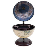 Tabletop Globe Bar Wine Stand Eucalyptus Wood Green