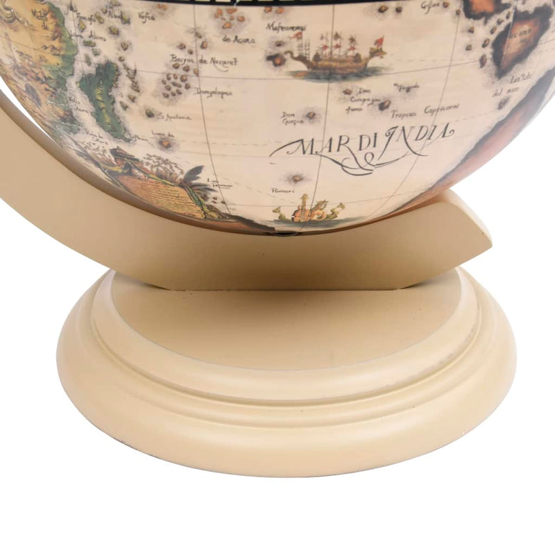 Tabletop Globe Bar Wine Stand Eucalyptus Wood White