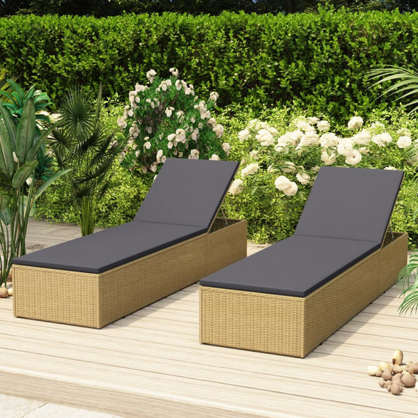 Sunlounger Poly Rattan Brown and Dark Gray